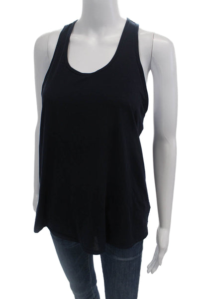 Athleta Womens Textured Sleeveless Criss Cross Casual Tank Top Navy Size S
