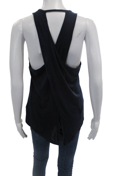 Athleta Womens Textured Sleeveless Criss Cross Casual Tank Top Navy Size S