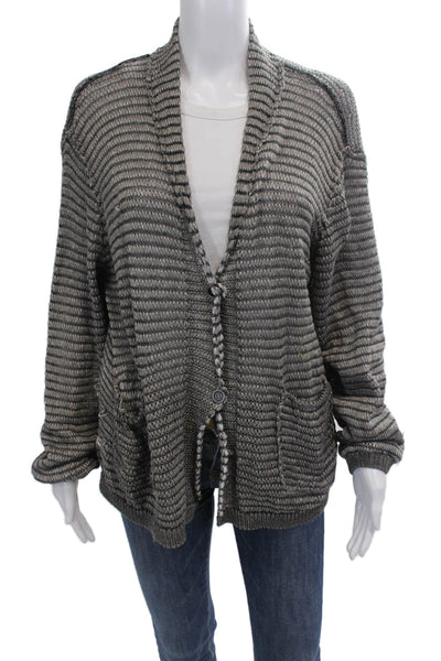 Transit Womens Cotton Open Front Cardigan Sweater Top Gray Size 4