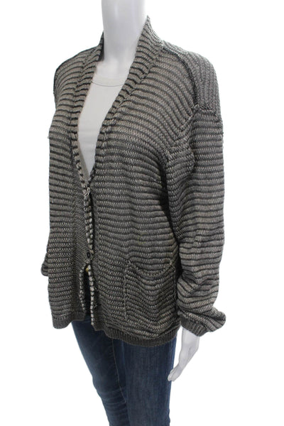 Transit Womens Cotton Open Front Cardigan Sweater Top Gray Size 4