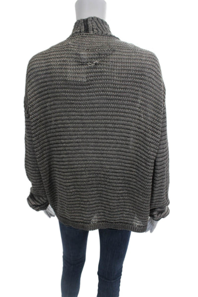 Transit Womens Cotton Open Front Cardigan Sweater Top Gray Size 4