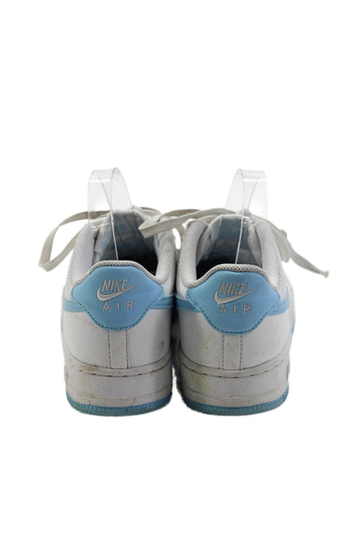 Nike Boys Lace Up Perforated Air Force 1 Sneakers White Blue Leather Size 5.5