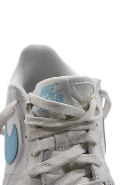 Nike Boys Lace Up Perforated Air Force 1 Sneakers White Blue Leather Size 5.5