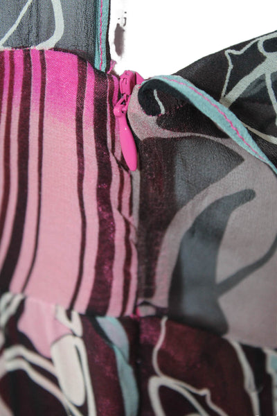 ABS Collection Womens Abstract Print Sheer Flare A-Line Dress Multicolor Size 6