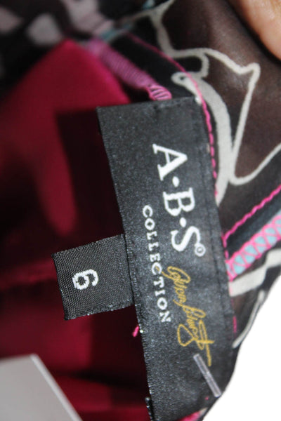 ABS Collection Womens Abstract Print Sheer Flare A-Line Dress Multicolor Size 6