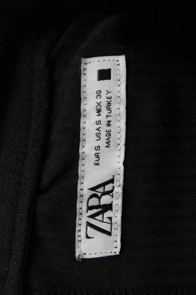 Zara Womens Cotton Drawstring High Waisted Sweatpants Black Size S