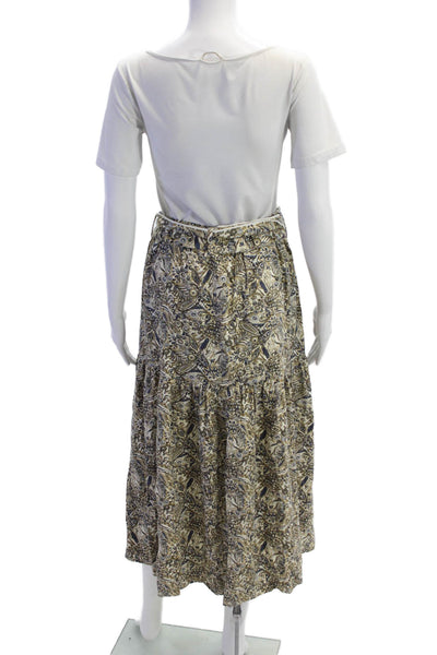 Rachel Zoe Womens Linen Paisley Belt A-line Skirt Brown Multicolor Size S