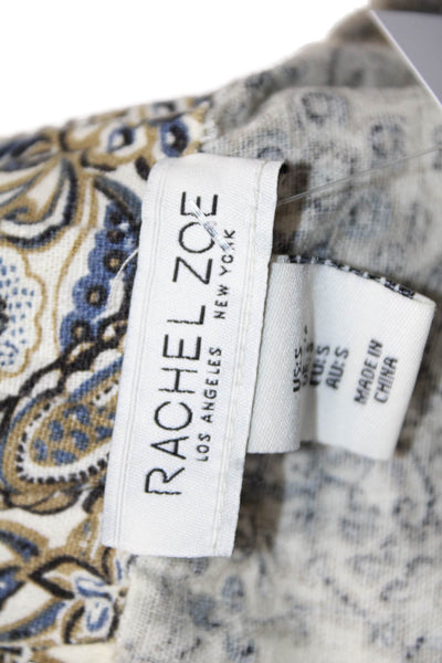 Rachel Zoe Womens Linen Paisley Belt A-line Skirt Brown Multicolor Size S