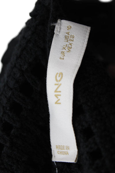 MNG Womens Open Knit Cotton Long Sleeve Maxi Sweater Dress Black Size 10