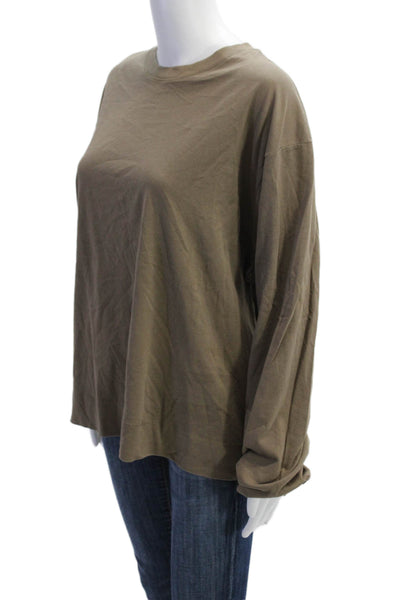 Zara Nanushka Womens Crew Neck Long Sleeve Graphic Print Top Brown Size S