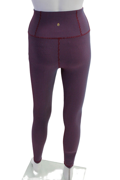 Spiritual Gangster Womens Striped Pull On Leggings Red Blue Size Extra Small