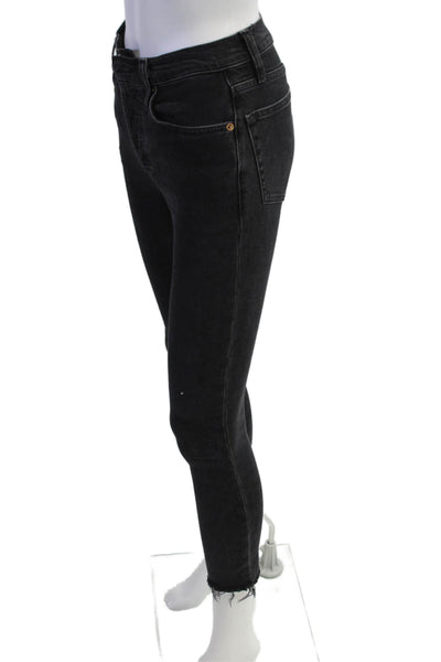 Re/Done Womens High Rise Button Up Skinny Leg Jeans Black Cotton Size 24