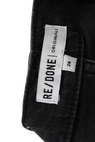 Re/Done Womens High Rise Button Up Skinny Leg Jeans Black Cotton Size 24