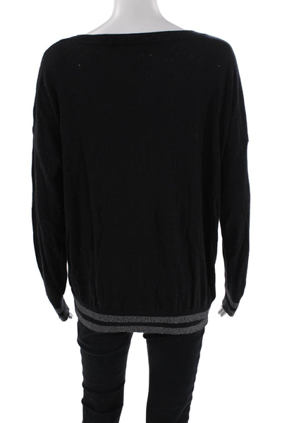 Chaser Womens Long Sleeves Lipstick Graphic Sweater Black Cotton Size Small