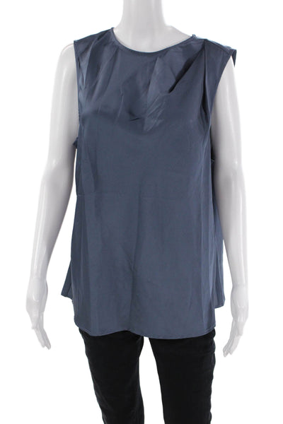Halogen Womens Sleeveless Round Neck Sleek Tank Top Blue Size XL
