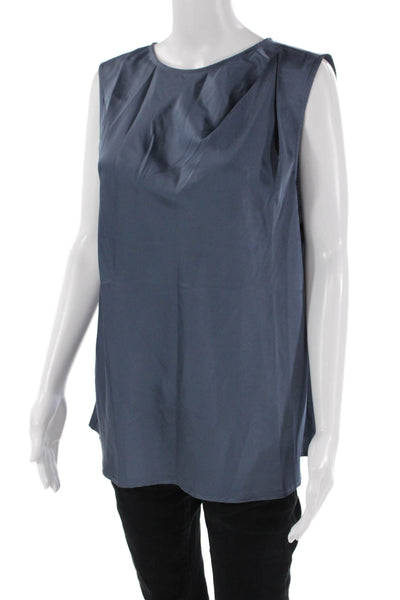 Halogen Womens Sleeveless Round Neck Sleek Tank Top Blue Size XL