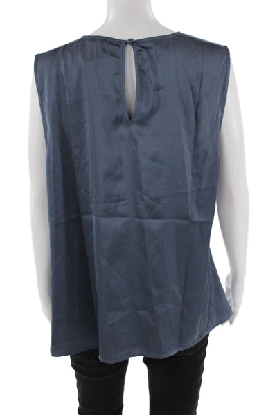 Halogen Womens Sleeveless Round Neck Sleek Tank Top Blue Size XL