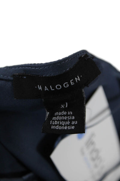 Halogen Womens Sleeveless Round Neck Sleek Tank Top Blue Size XL