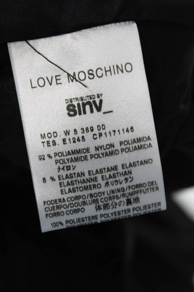 Love Moschino Womens Short Sleeve Boat Neck Ruched Mesh Mini Dress Black Size 8