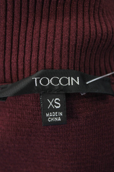 Toccin Womens Knitted Long Sleeve Turtleneck Waist Tied Sweater Red Size XS