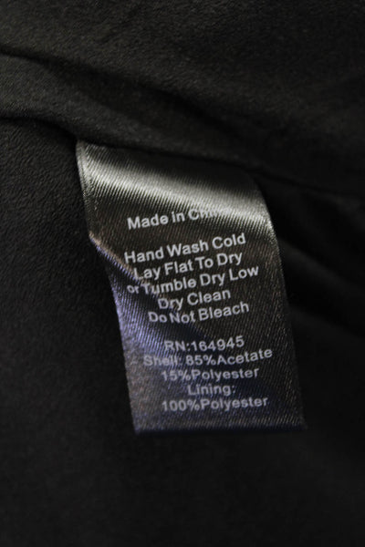 Toccin Womens Satin Gathered Shoulder Long Sleeve Blouse Black Size 2
