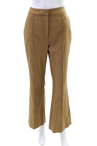 Toccin Womens Pleated Front Houndstooth Pocketed Flared Leg Pants Beige Size S