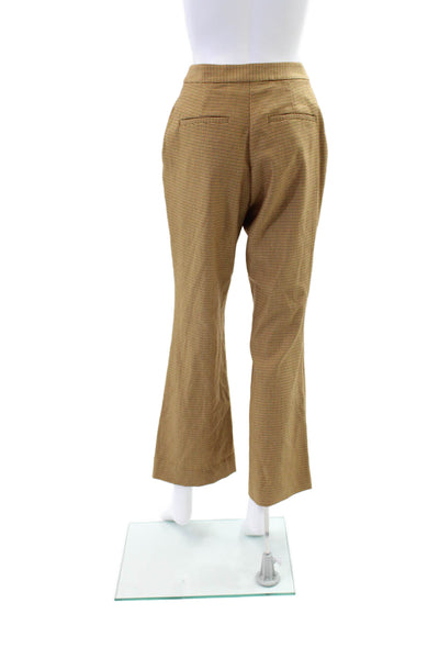 Toccin Womens Pleated Front Houndstooth Pocketed Flared Leg Pants Beige Size S