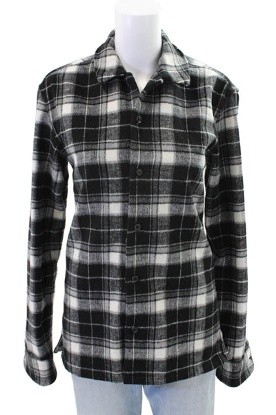 Allsaints Womens Wool Blend Plaid Button Down Jacket Black Size XS