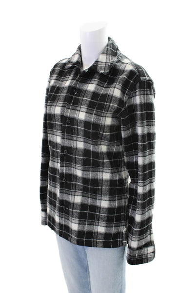 Allsaints Womens Wool Blend Plaid Button Down Jacket Black Size XS