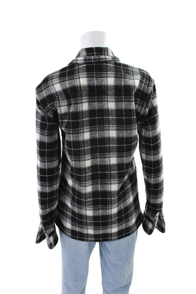 Allsaints Womens Wool Blend Plaid Button Down Jacket Black Size XS