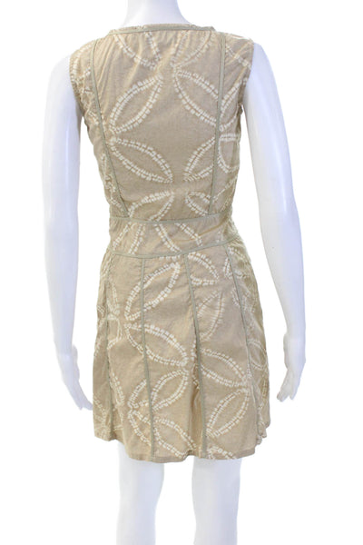 Piazza Sempione Womens Cotton Printed V-neck Sleeveless Dress Brown Size 40