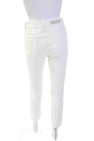 Grlfrnd Womens High Rise Distress Straight Leg Reed Jeans White Size 25