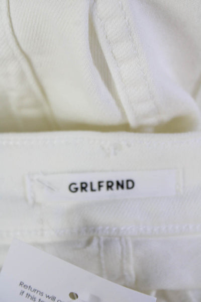 Grlfrnd Womens High Rise Distress Straight Leg Reed Jeans White Size 25