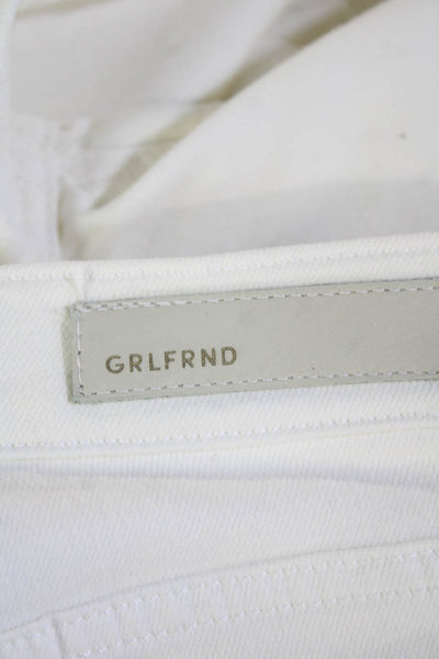 Grlfrnd Womens High Rise Distress Straight Leg Reed Jeans White Size 25
