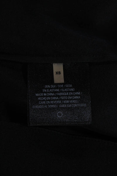 Elie Tahari Womens Silk Tie V-neck Long Sleeve Blouse Top Black Size XS