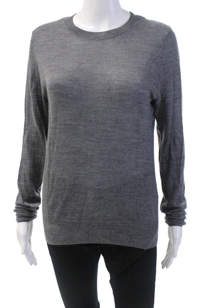 Zara Womens Wool Crew Neck Long Sleeve Pullover Sweater Top Gray Size M