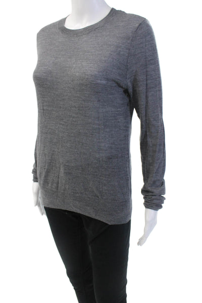 Zara Womens Wool Crew Neck Long Sleeve Pullover Sweater Top Gray Size M