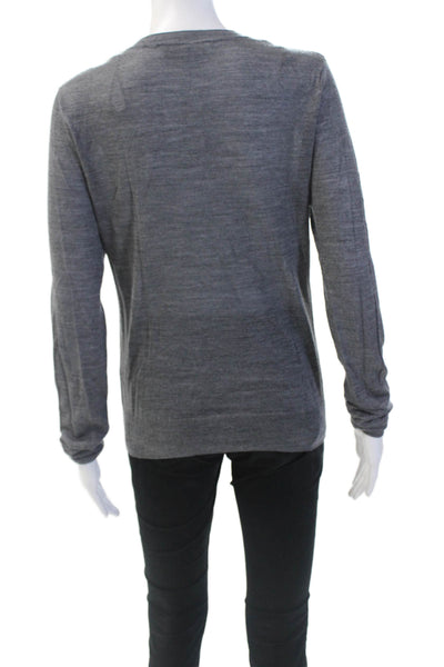 Zara Womens Wool Crew Neck Long Sleeve Pullover Sweater Top Gray Size M