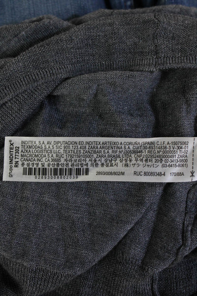 Zara Womens Wool Crew Neck Long Sleeve Pullover Sweater Top Gray Size M