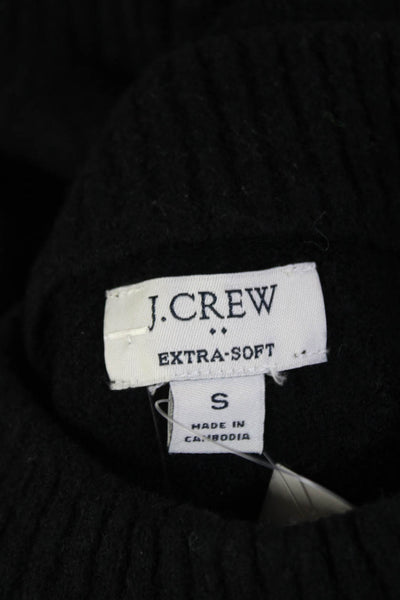 J Crew Womens Crew Neck Long Sleeve Pullover Extra Soft Sweater Top Black Size S