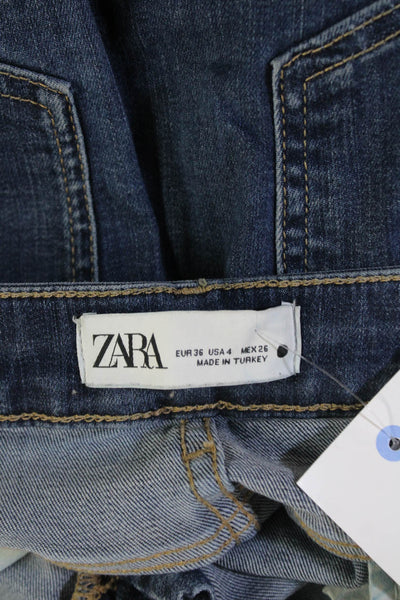 Zara Womens Medium Wash High Rise Bootcut Leg Denim Jeans Blue Size 4