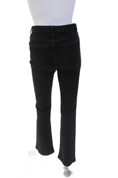 Zara Womens High Rise Flare Leg Denim Jeans Solid Black Size 4