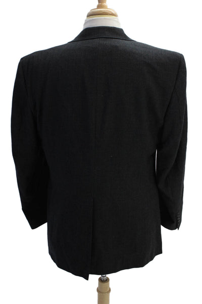 Halston Mens Wool Houndstooth Plaid Two Button Blazer Gray Size 42