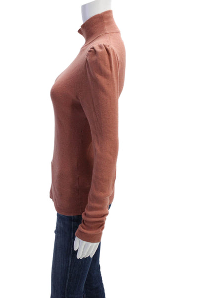 La Vie Rebecca Taylor Womens Puffy Sleeves Turtleneck Sweater Pink Size Small