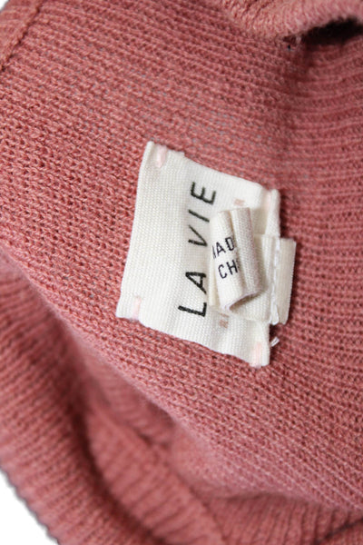 La Vie Rebecca Taylor Womens Puffy Sleeves Turtleneck Sweater Pink Size Small