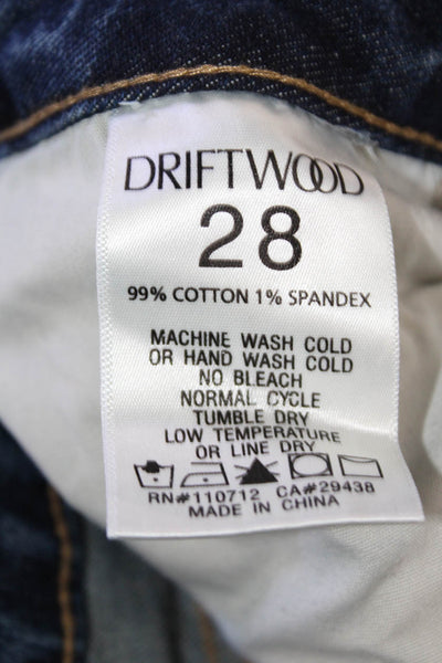 Driftwood Womens Cotton Zip Button Slim Leg Denim Jeans Blue Size EUR 28