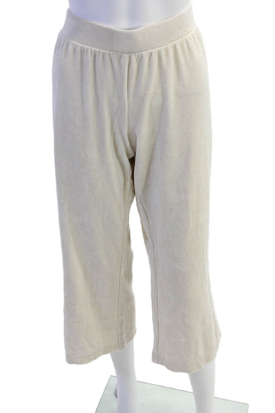 St. John Sport Womens Cotton Elastic Waist Straight Casual Pants Cream Size M