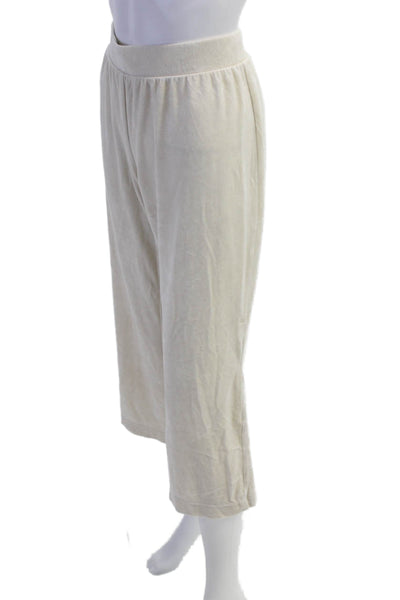 St. John Sport Womens Cotton Elastic Waist Straight Casual Pants Cream Size M