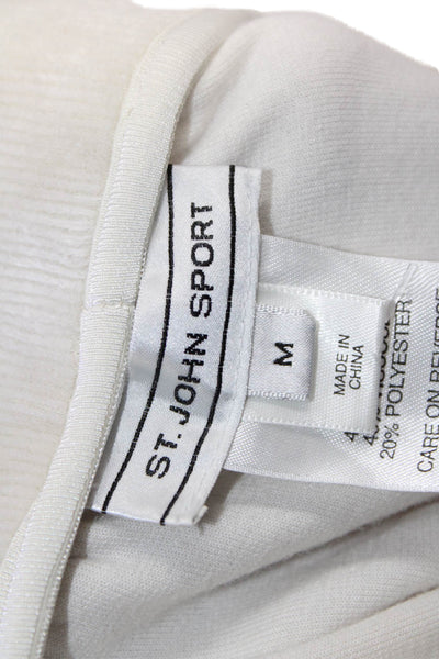 St. John Sport Womens Cotton Elastic Waist Straight Casual Pants Cream Size M
