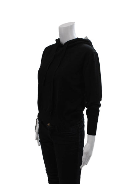Aqua Womens Long Sleeves Pullover Hooded Sweater Black Cotton Size Small